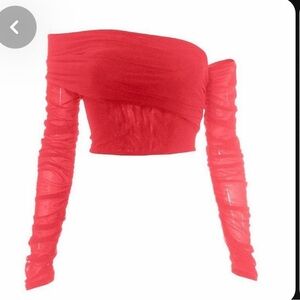 New Stylish Red Off-Shoulder Crop Top